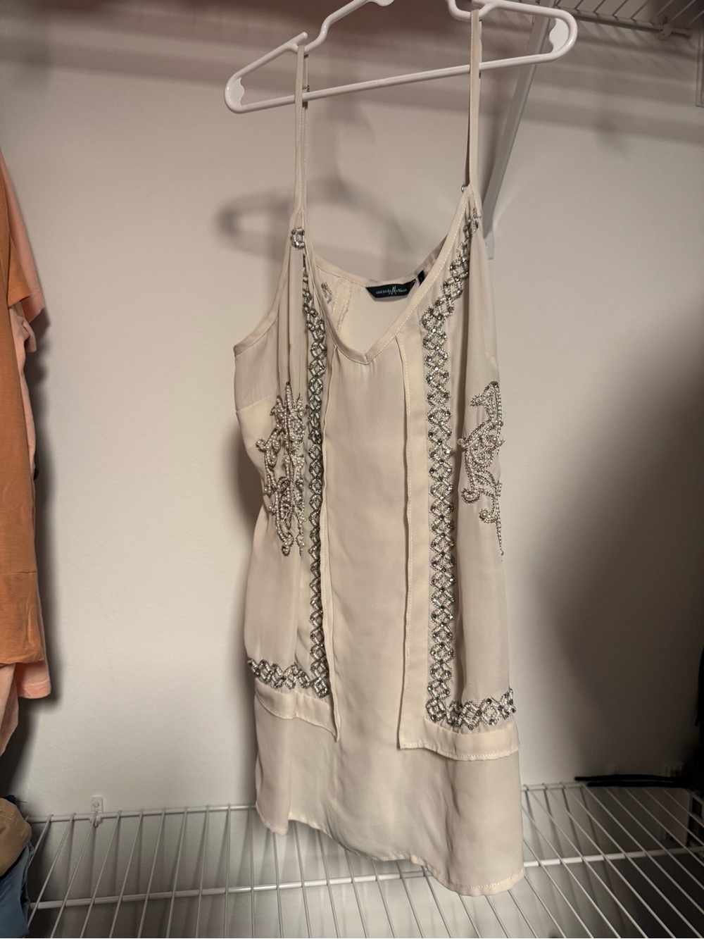 Guess by Marciano Cream Embellished Silk Camisole